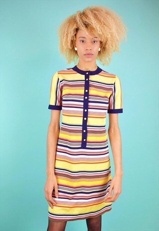 VINTAGE 70'S CANDY STRIPE SHIFT DRESS