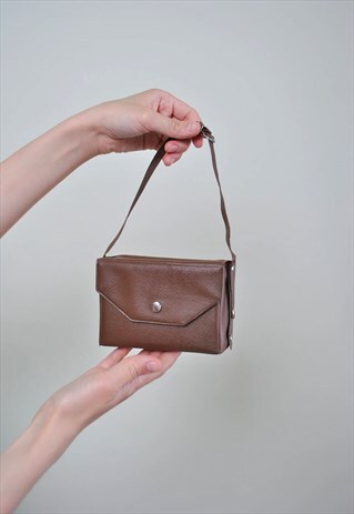 Vintage 90's brown purse, minimalist mini hand bag 