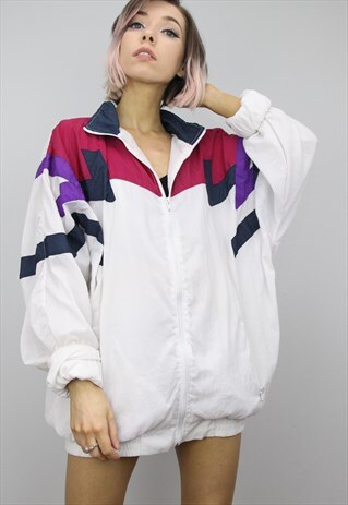 VINTAGE 80S 90S OVERSIZED SHELL SUIT FESTIVAL JACKET
