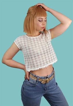 Vintage 80's Festival Crochet Crop Top