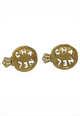 Vintage Chanel initials Earrings, Golden, with original box
