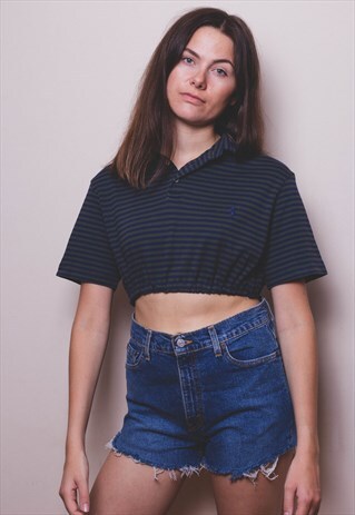 RALPH LAUREN STRIPPED POLO CROP TEE