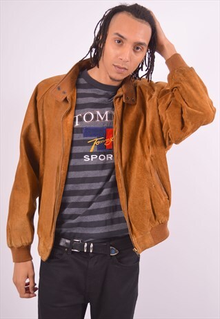 VINTAGE SUEDE BOMBER JACKET BROWN