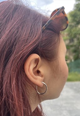 Silver Medium Stainless steel hoop earrings