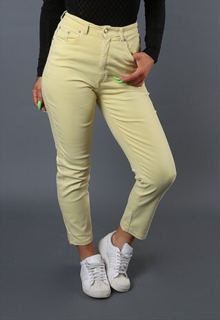 HIGH WAISTED JEANS STRAIGHT LEG UK 8 - 10 VINTAGE (D63Z)