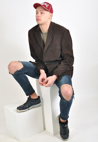 VINTAGE CORDUROY BLAZER JACKET IN BROWN