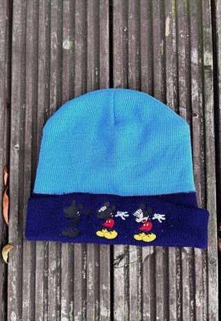Vintage 1990s Mickey unlimited Disney blue beanie hat 