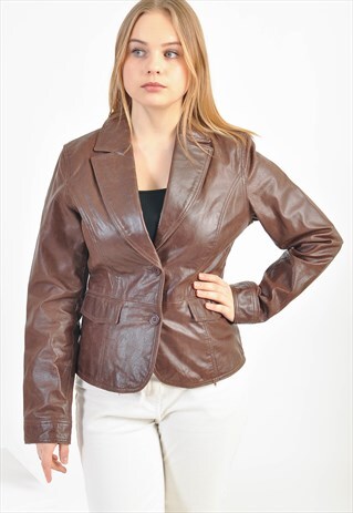 VINTAGE LEATHER BLAZER JACKET