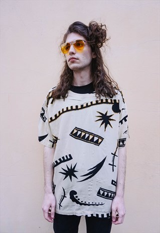 VINTAGE BEADED ABSTRACT EMBROIDERY TEE