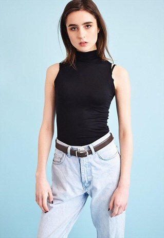 90'S RETRO MINIMALIST LYCRA GRUNGE TURTLENECK TOP