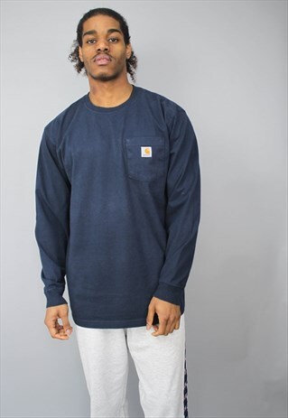 VINTAGE BLUE CARHARTT CREW NECK LONG SLEEVE TOP