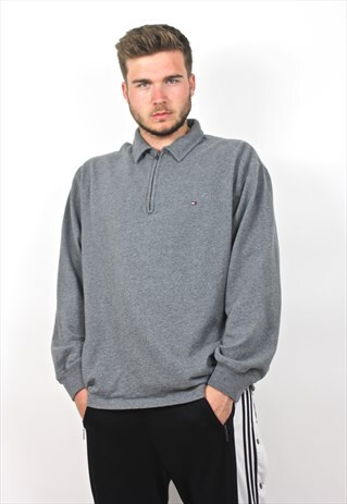 90'S RETRO GREY 1/4 ZIP SWEATSHIRT