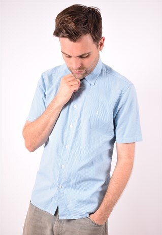 YVES SAINT LAURENT MENS VINTAGE SHIRT MEDIUM BLUE 90S