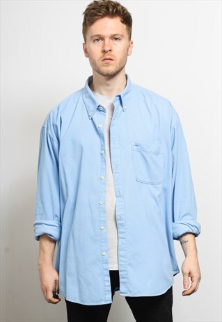 VINTAGE CORDUROY CORD SHIRT BLUE