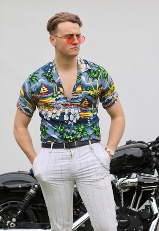 ISLAND DREAMS TROPICAL ISLAND CUBAN COLLAR SHIRT