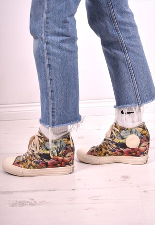 CONVERSE WOMENS VINTAGE WEDGE TRAINERS SIZE 5.5 MULTI 90'S