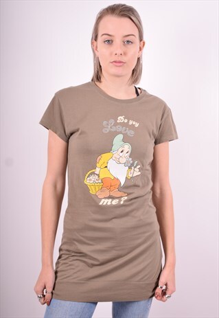 DISNEY WOMENS VINTAGE T-SHIRT TOP MEDIUM KHAKI 90'S