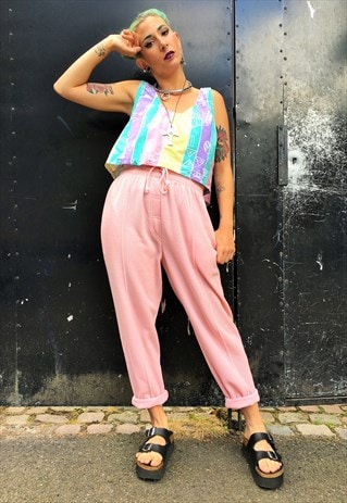 VINTAGE BABY PINK SPORTS TROUSERS