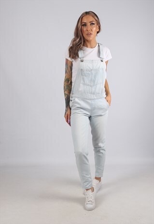 VINTAGE HOLLISTER DENIM DUNGAREES TAPERED UK 8 - 10 (4BO)