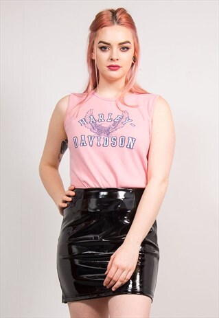 VINTAGE 90'S BABY PINK HARLEY DAVIDSON VEST TOP T-SHIRT