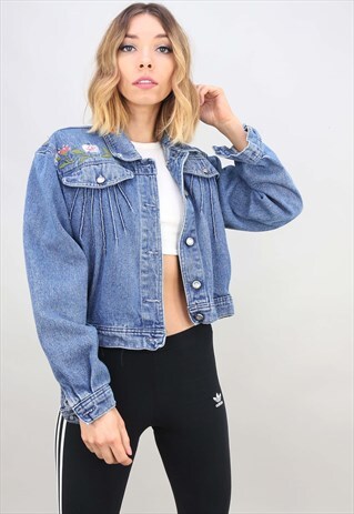 VINTAGE OVERSIZED EMBROIDERED DENIM JACKET