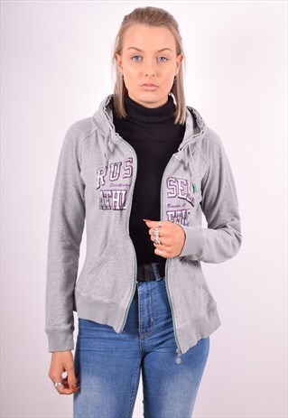 RUSSELL ATHLETIC WOMENS VINTAGE HOODIE JACKET LARGE GREY 90S