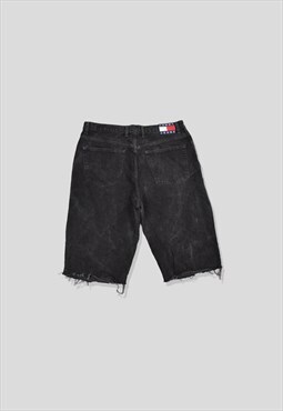Vintage 90s Tommy Hilfiger Baggy Denim Shorts in Black