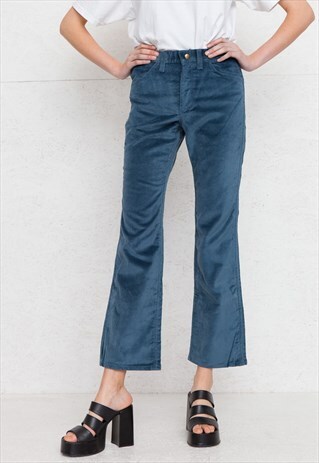 VINTAGE BLUE LEE VELOUR TROUSERS BOTTOMS