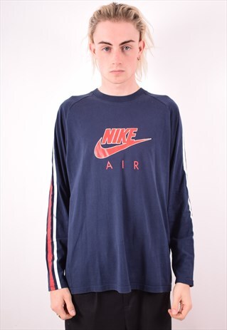 NIKE MENS VINTAGE TOP LONG SLEEVE LARGE BLUE 90S
