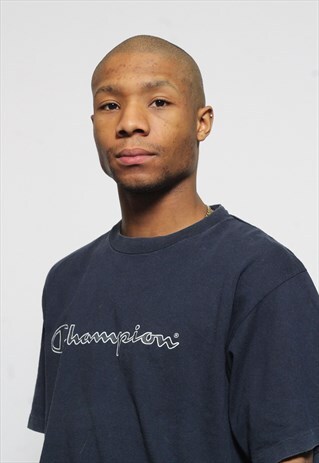 VINTAGE CHAMPION LOGO T-SHIRT NAVY BLUE