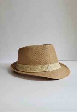Panama Style Trilby Fedora Straw Khaki Sun Hat