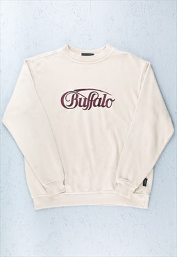 90s Buffalo Beige Big Logo Spell Out Sweatshirt - B2435