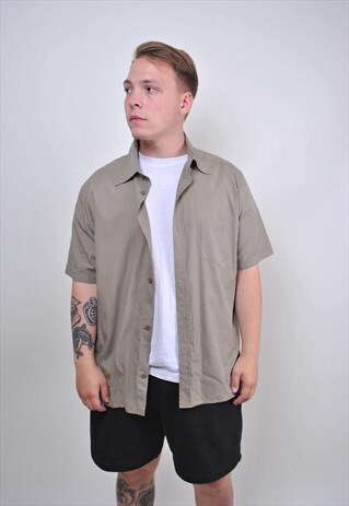 90S BEIGE HERITAGE WORKER SHIRT WITH SHORT SLEEVE, SIZE XL