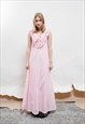 VINTAGE 60S BEWITCHED THRIL SIDE ZIPPER PINK MAXI DRESS S