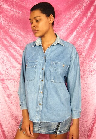 DENIM WASHED BLOUSE