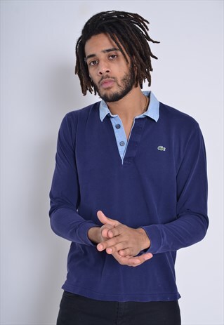 VINTAGE LACOSTE LONG SLEEVE RUGBY SHIRT BLUE