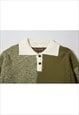 COLOR BLOCK POLO SWEATER KNITTED JUMPER PREPPY PULLOVER