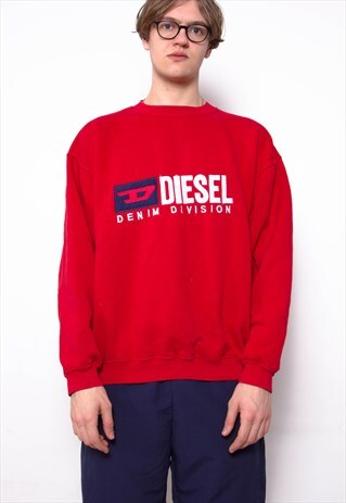 VINTAGE 90S DIESEL RED SWEATSHIRT ID:3388