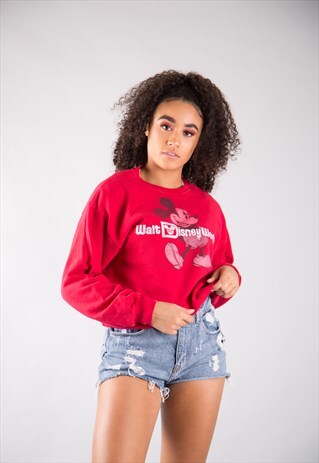 VINTAGE DISNEY WORLD BIG PRINT RED SWEATSHIRT