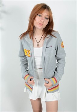 Vintage 90s Reebok Sweatshirt Jacket Grey Size M