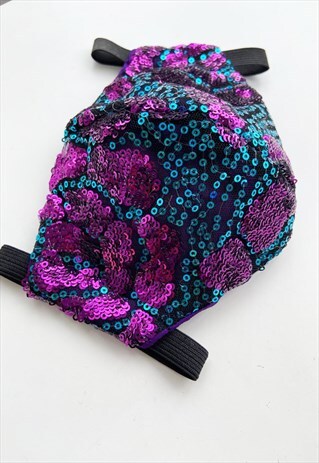 PURPLE AND BLUE SEQUIN FACE COVERING