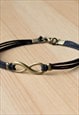 BRONZE INFINITY BRACELET MEN BLACK CORDS YOGA GIFT FOR HIM