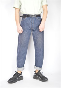 Vintage dark blue LEVI'S 501 denim straight Jeans trousers