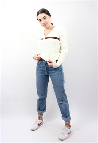 90'S RETRO CREAM KNIT JUMPER