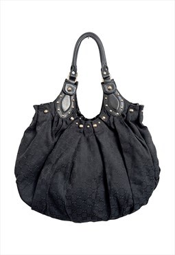 Gucci Shoulder Bag Black GG Logo Monogram Babouska Vintage