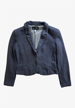 Vintage Y2K Women's Armani Jeans Navy Textured Blazer