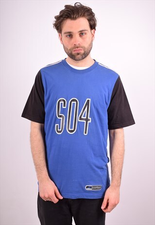 ADIDAS MENS VINTAGE T-SHIRT TOP MEDIUM BLUE 90S