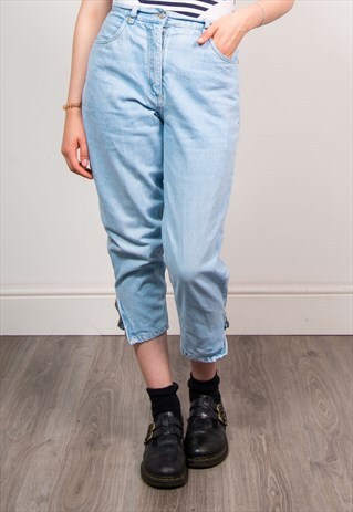 VINTAGE 90'S LIGHT BLUE DENIM HIGH WAIST MOM JEANS