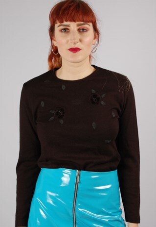 VINTAGE EMBROIDERED BLACK JUMPER