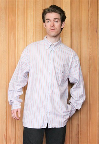 VINTAGE 1990S BLUE AND RED STRIPED SHIRT